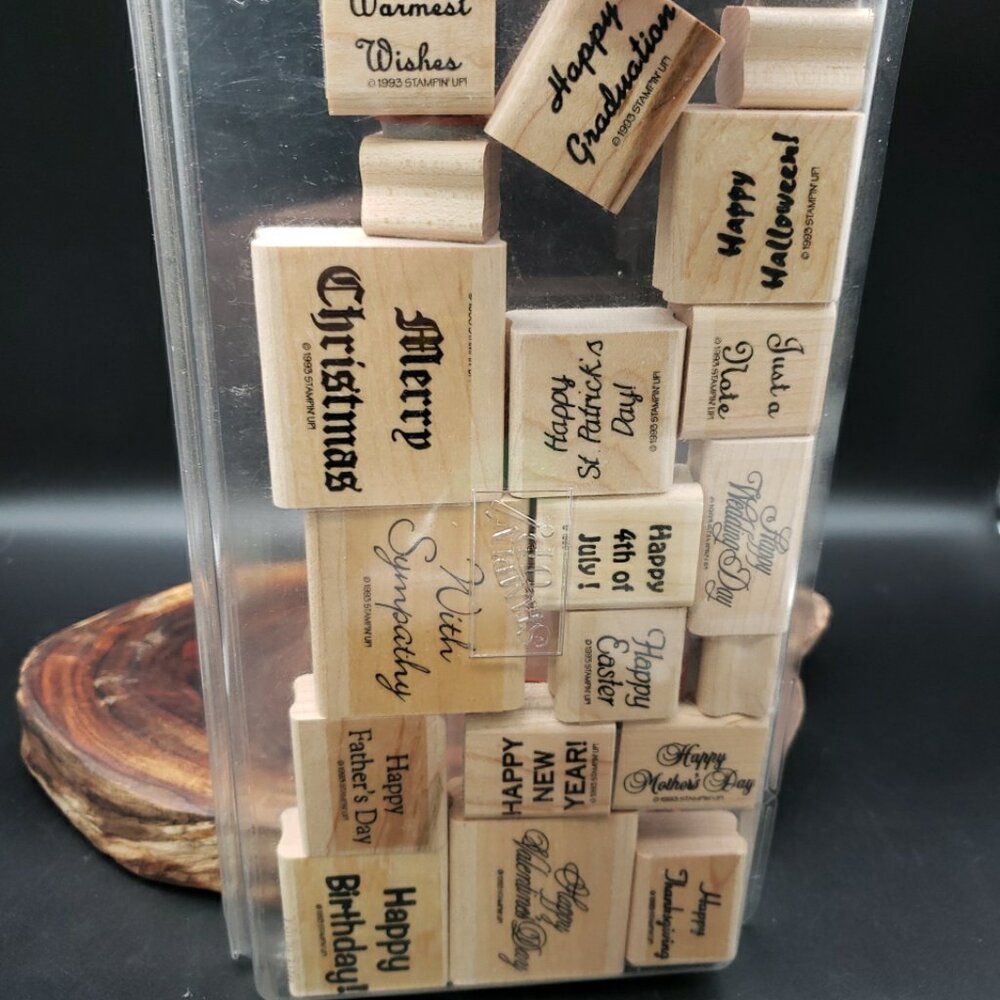 Stampin Up Sentiment Stamp Set 1993 Retired Holiday Birthday Sympathy SWAK Sorry